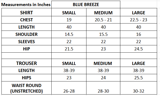 Size chart