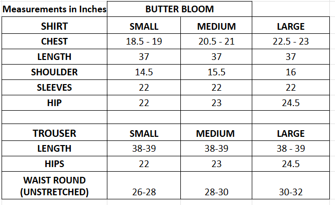 Size chart