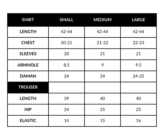 Size chart