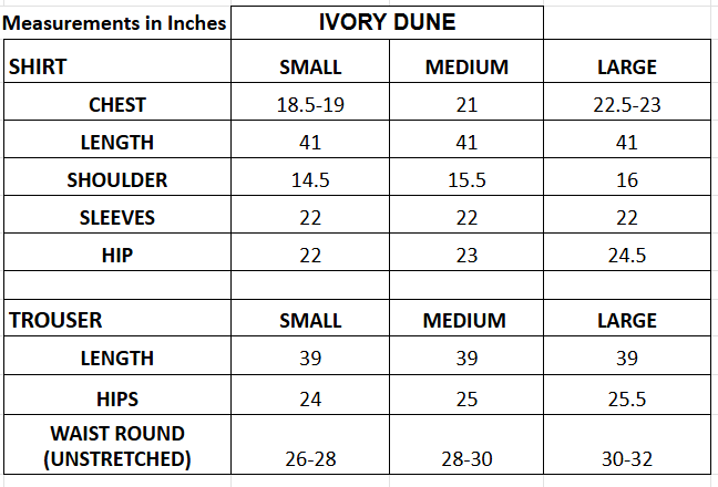 Size chart