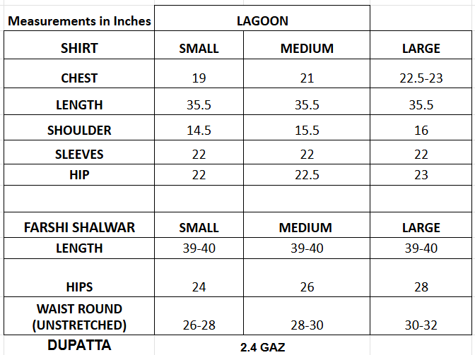 Size chart