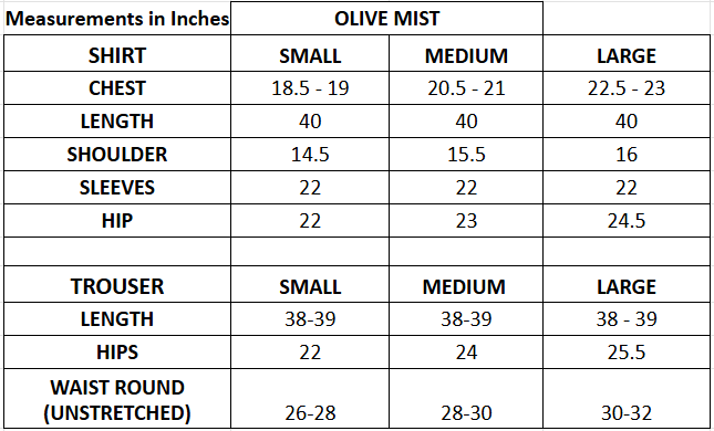 Size chart