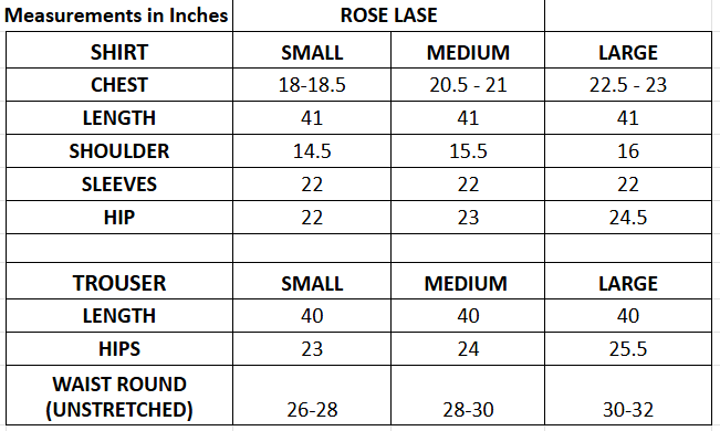 Size chart