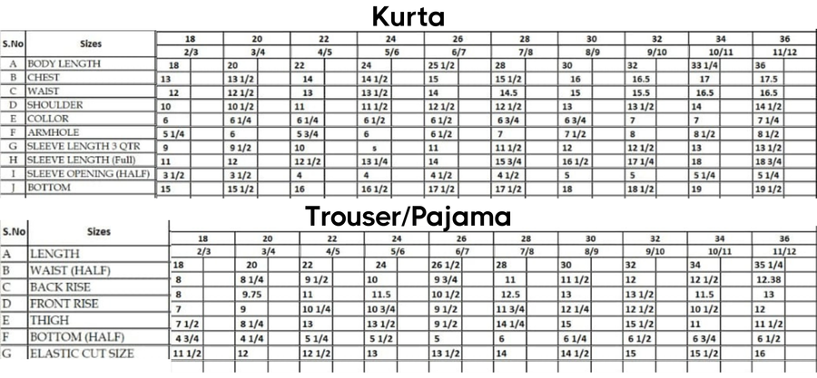 Size chart