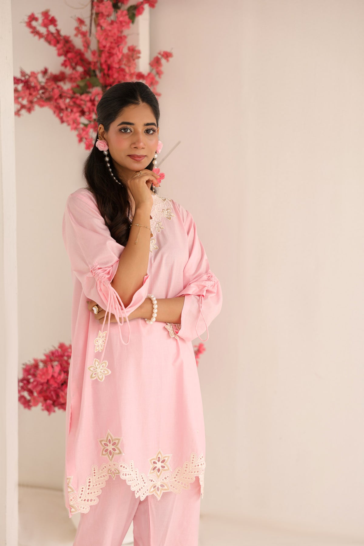 BLUSH CHARM embroidered co-ord set