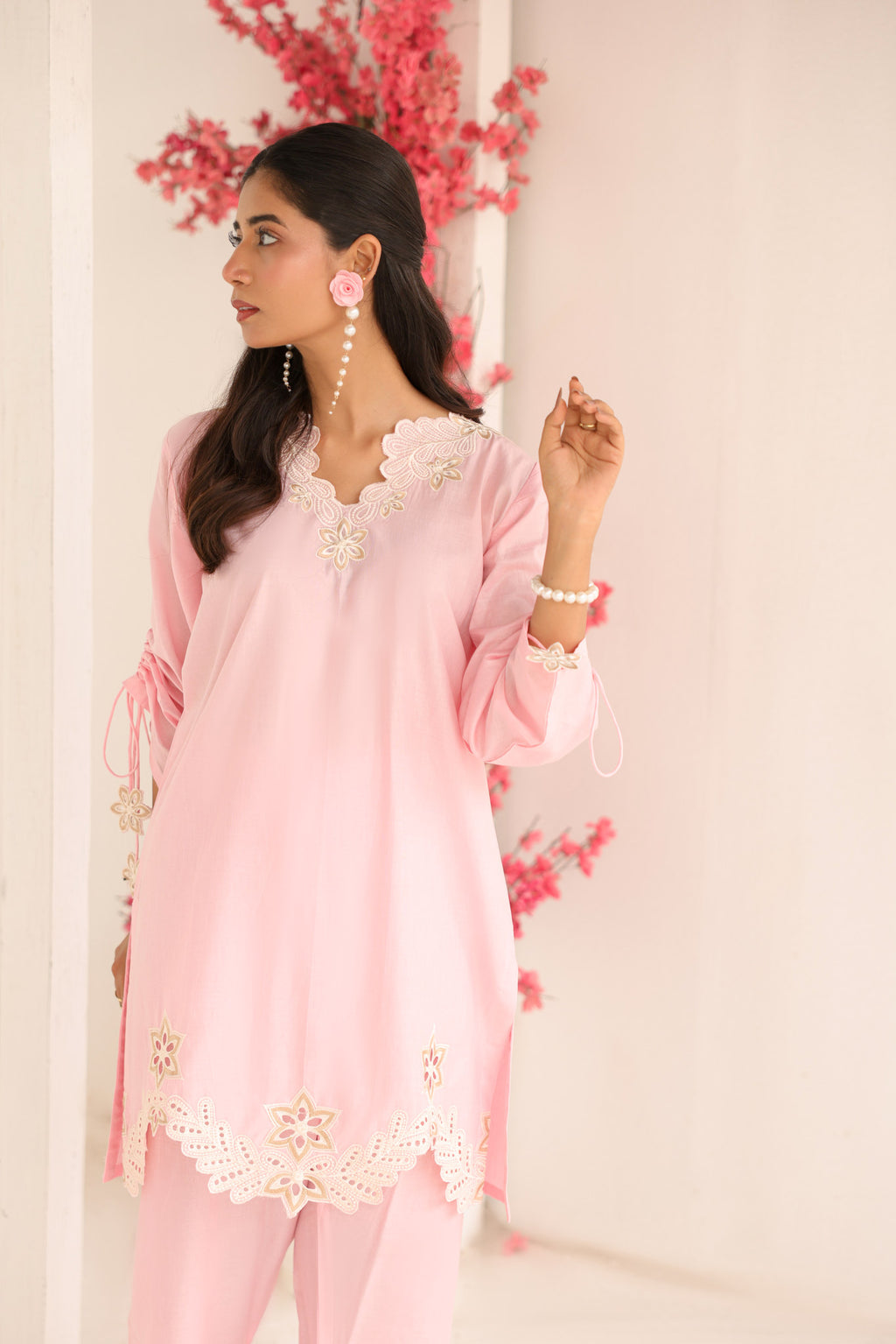 BLUSH CHARM embroidered co-ord set