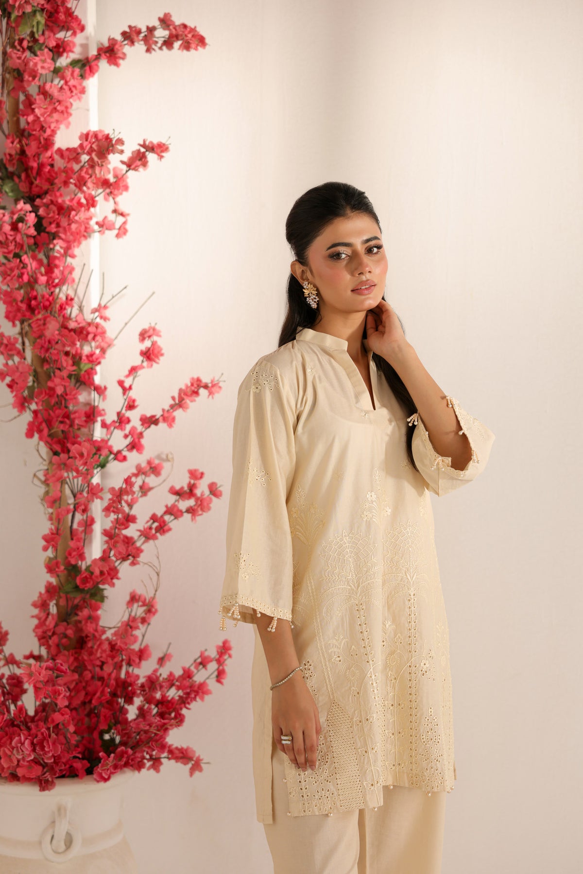 IVORY WHISPER embroidered co-ord set