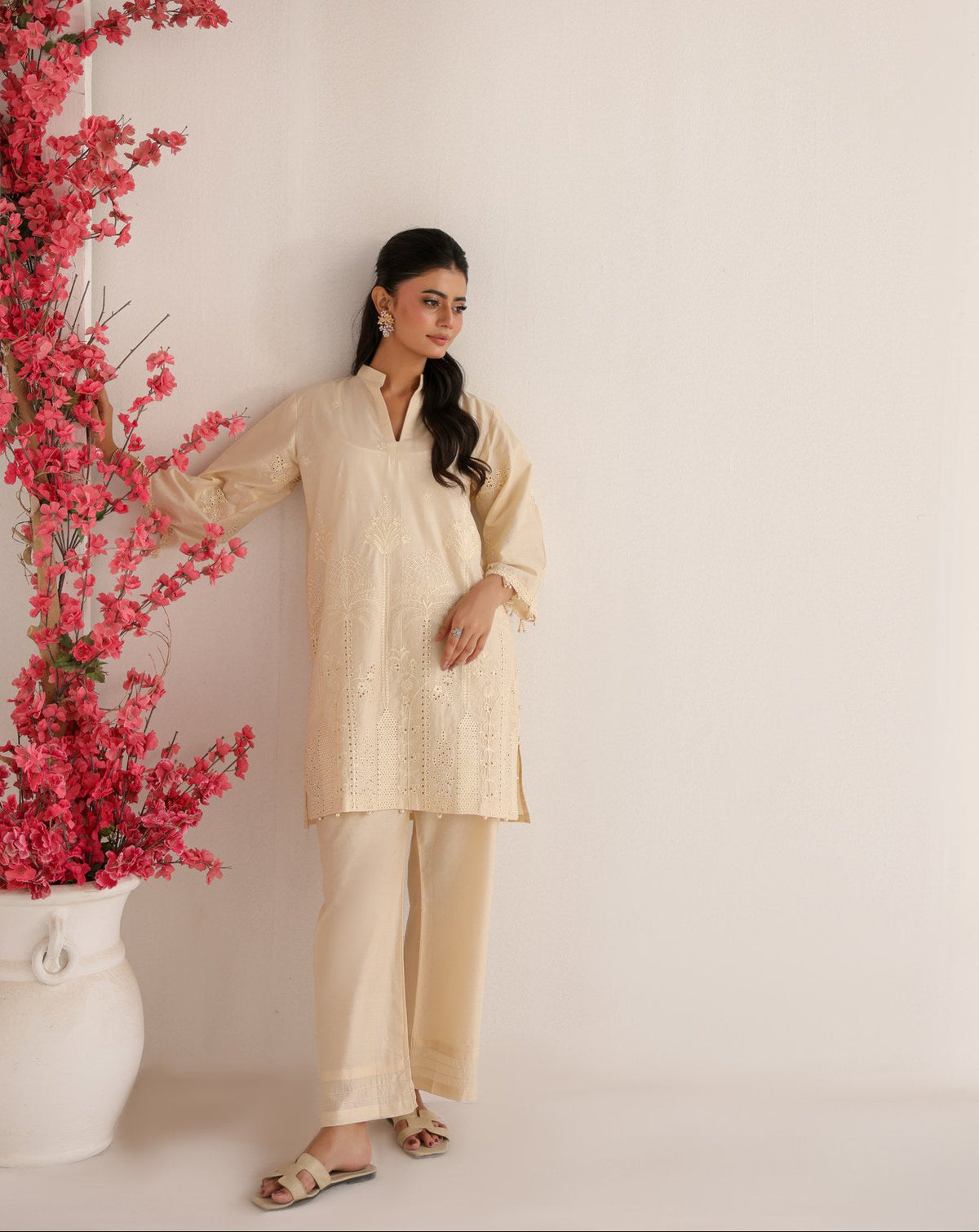 IVORY WHISPER embroidered co-ord set