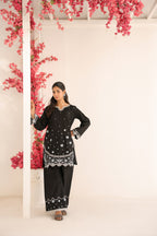 MIDNIGHT BLOOM embroidered co-ord set