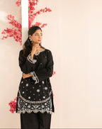 MIDNIGHT BLOOM embroidered co-ord set