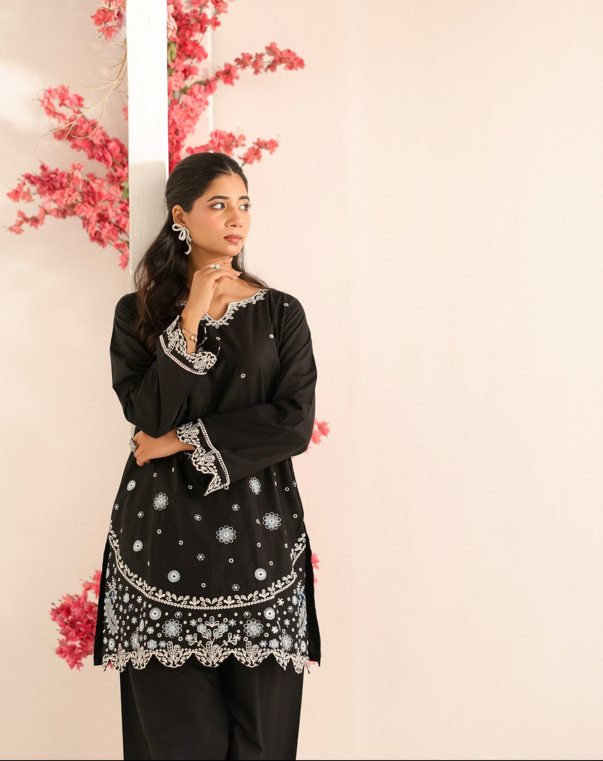 MIDNIGHT BLOOM embroidered co-ord set