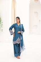 TEAL SERENITY embroidered co-ord set