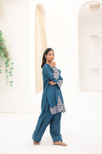 TEAL SERENITY embroidered co-ord set