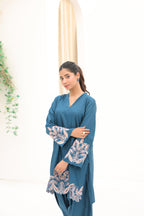 TEAL SERENITY embroidered co-ord set