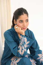 TEAL SERENITY embroidered co-ord set